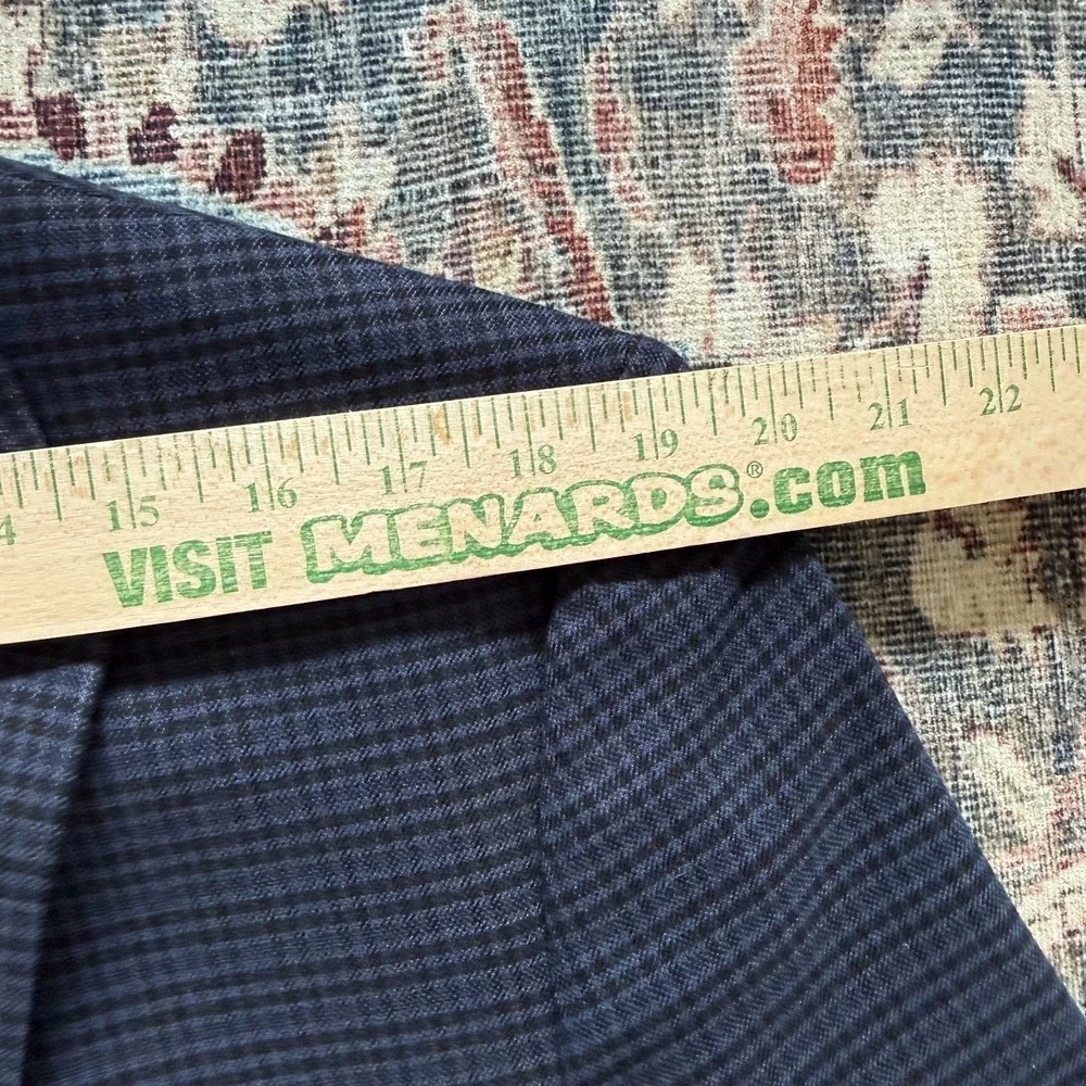 Savile Row Hoxton Blazer‎ 44L Blue Check Sport Coat Stretch Modern Smart Casual